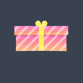 Cute Cartoon Gift Icon Flat Wide Pink Pack Yellow Bow Design vector