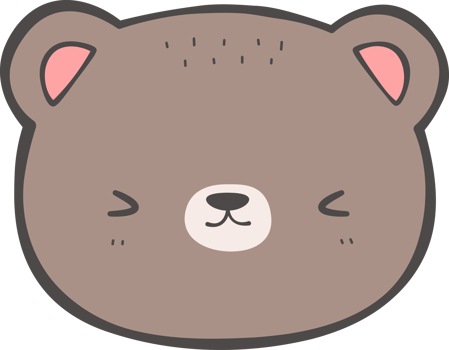 Cute teddy bear excited face cartoon doodle illustration png