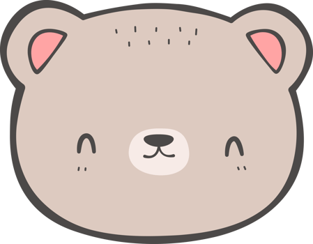 Cute teddy bear smiling face cartoon doodle illustration png