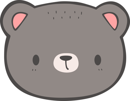 Cute teddy bear face cartoon doodle illustration png