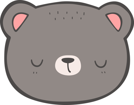 Cute teddy bear sleeping face cartoon doodle illustration png