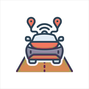 Color icon connected-car vector