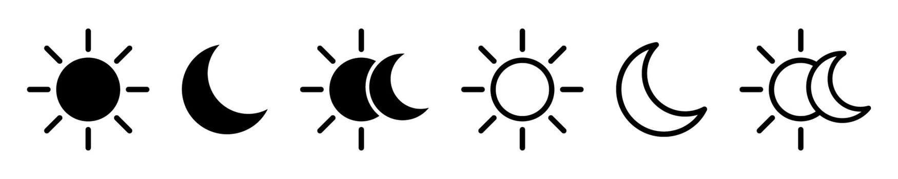 Day and night icon. Sun and moon icons. vector