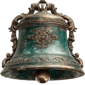 Antique Patina Bell Exquisite Bronze Details Rococo Design png