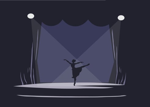 Ballerina on the stage of the theater vector