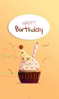Cute Birthday Cupcake Greeting Cards with Party Elements vector