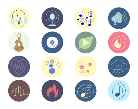 Music and sound related colorful icons vector