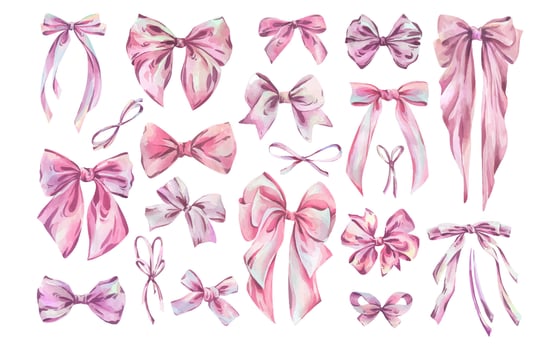 Colorful pink ribbons in various styles vector