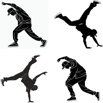Minimalist Black Street Dance Silhouettes for Design Use vector