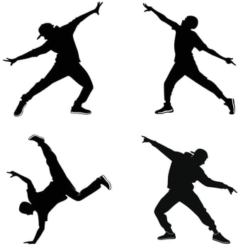 Hip Hop Dance Silhouettes in Bold Black Design vector