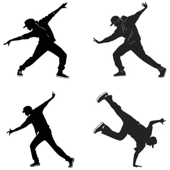 Silhouette Pack of Street Dance Figures and Poses vector