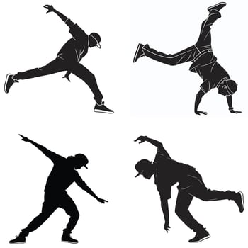 Urban Dance Silhouettes Featuring Dynamic Moves vector