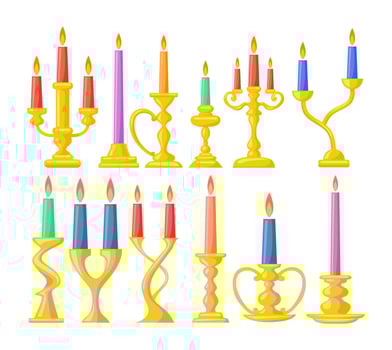 Colorful candle holders collection vector