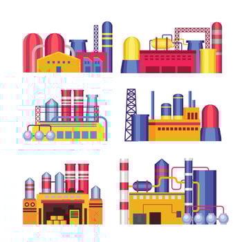 Colorful industrial factory illustrations vector