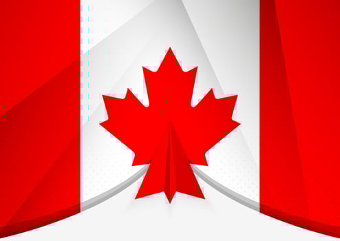 Canada Flag with Abstract Paper Airplane Design, National Flag in a geometric folded paper style. vector