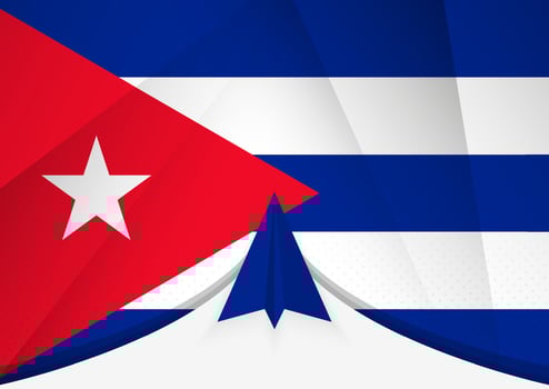 Cuba Flag with Abstract Paper Airplane Design, National Flag in a geometric folded paper style. vector