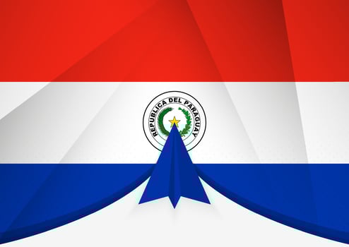Paraguay Flag with Abstract Paper Airplane Design, National Flag in a geometric folded paper style. vector