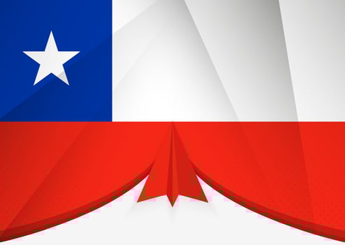Chile Flag with Abstract Paper Airplane Design, National Flag in a geometric folded paper style. vector