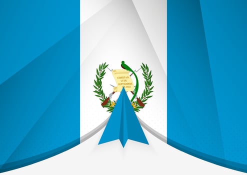 Guatemala Flag with Abstract Paper Airplane Design, National Flag in a geometric folded paper style. vector