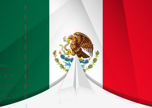 Mexico Flag with Abstract Paper Airplane Design, National Flag in a geometric folded paper style. vector