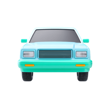 Stylized Rendering of a Front View Car in Light Blue Color Illustration png