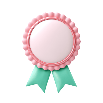 Glossy Rendered Rosette Award Badge with Ribbon 3D Illustration for Microstock png