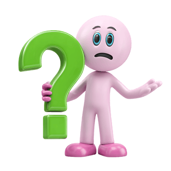 Cartoon Rendering Confused Pink Character Holding Green Question Mark Illustration png