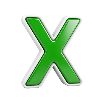 Glossy Detailed Green Letter X Alphabet Isolated Character Design png