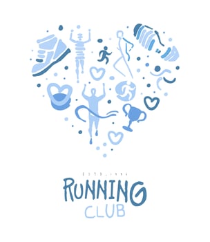 Running Club Banner Template, Sports Event, Marathon, Competition, Championship Invitation, Banner, Poster, Logo Hand Drawn Illustration vector