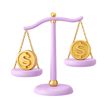 Simple 3D Balance Scale with Dollar Coin Money Icon Symbol png