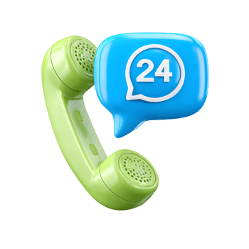 Realistic 3D Rendering Telephone with Speech Bubble 24 Hours Service Element png