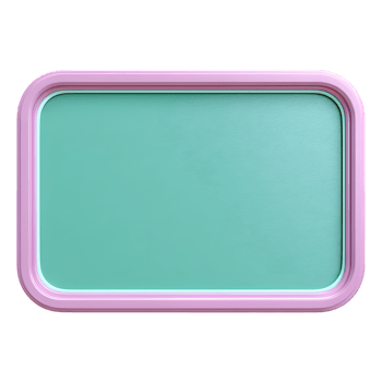 Stylish 3D Rendered Pink and Turquoise Rounded Rectangle Board Shape png