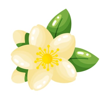 Yellow flower with green leaves vector