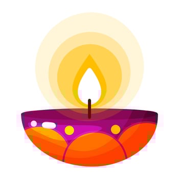 Colorful Lit Diya Oil Lamp Illustration vector