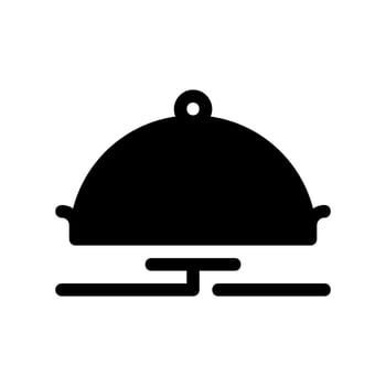 Solid Black Glyph Icon of a Covered Restaurant Serving Tray vector