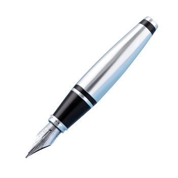 Elegant Silver Fountain Pen Close-Up Writing Tool Instrument Design png