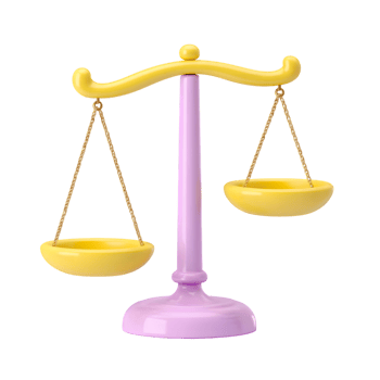 Elegant 3D Rendering of Justice Scale with Soft Pastel Colors png