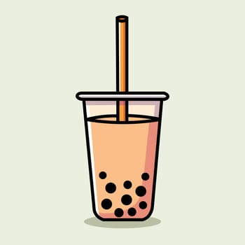 Illustration Graphic Cartoon of a Classic Bubble Tea Drink vector