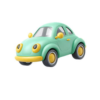 Cute 3D Rendered Retro Style Green Car Transportation Icon png