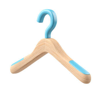 Modern Wooden Clothes Hanger with Pastel Blue Accents Clothing Rack png