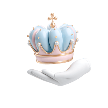 Elegant Rendered Crown Held on a Soft White Hand Illustration png