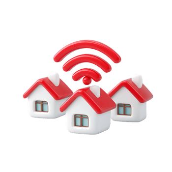 Cartoon Style Three House with Wifi Signal Network Illustration Icon png