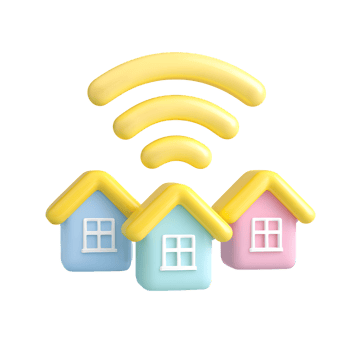 Cartoon 3D House with Wifi Signal Connection Illustration Render png