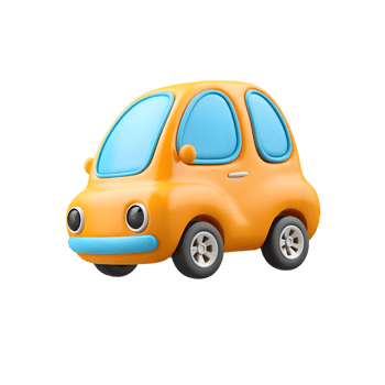 Cartoonish 3D Rendering Small Funny Orange Car Transport Icon png
