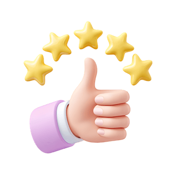 Realistic Cartoon Hand with Thumb Up and Five Yellow Stars png