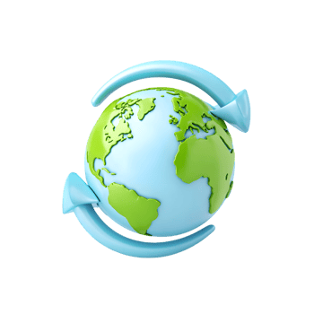 Glossy Planet Earth Globe with Arrows Illustrating Recycling and Renewal Concept png