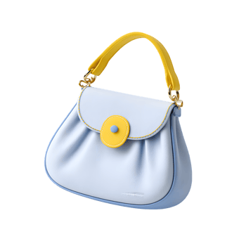Cute Cartoonish Blue Handbag With Yellow Handle Fashion Illustration Design png