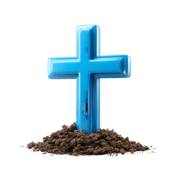 Glossy Rendered Christian Cross Symbol in Ground on Transparent Background png