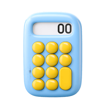 Cartoon Style Pastel Color Calculator with Yellow Buttons Illustration png