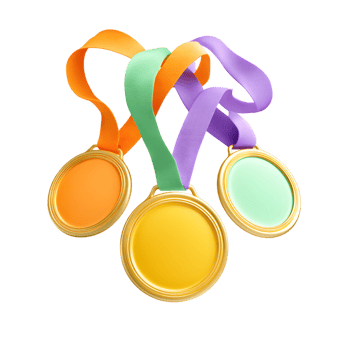 Colorful Realistic Style Medals with Ribbon Illustration for Achievement Celebration png